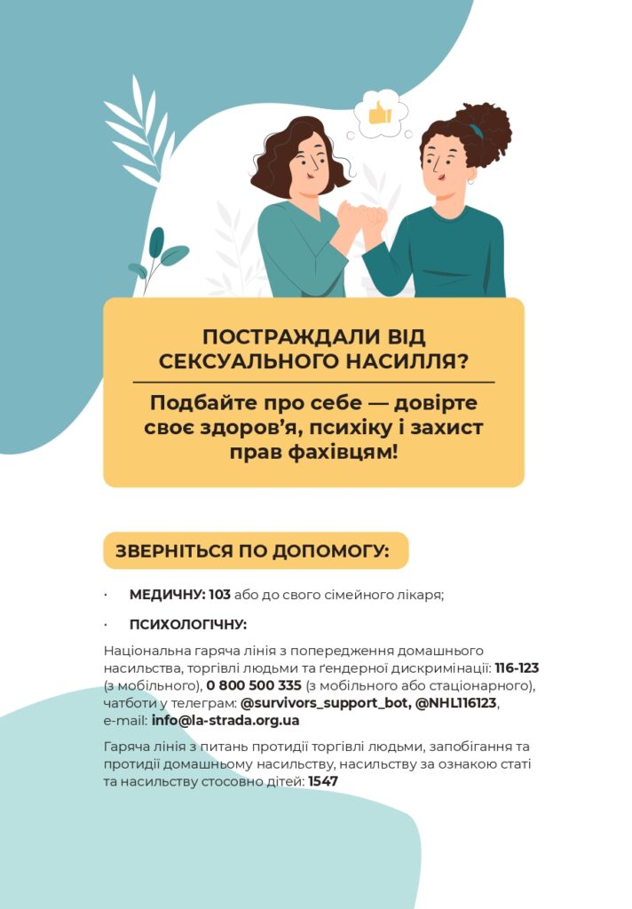 ПАМ’ЯТКА ПАЦІЄНТУ, ЯКИЙ ПОСТРАЖДАВ ВІД СЕКСУАЛЬНОГО НАСИЛЛЯ