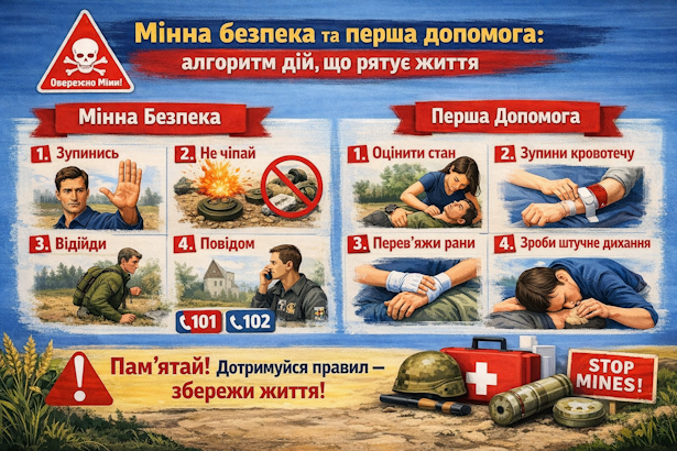 Крок до безпеки: правила поведінки на замінованих територіях та основи домедичної допомоги